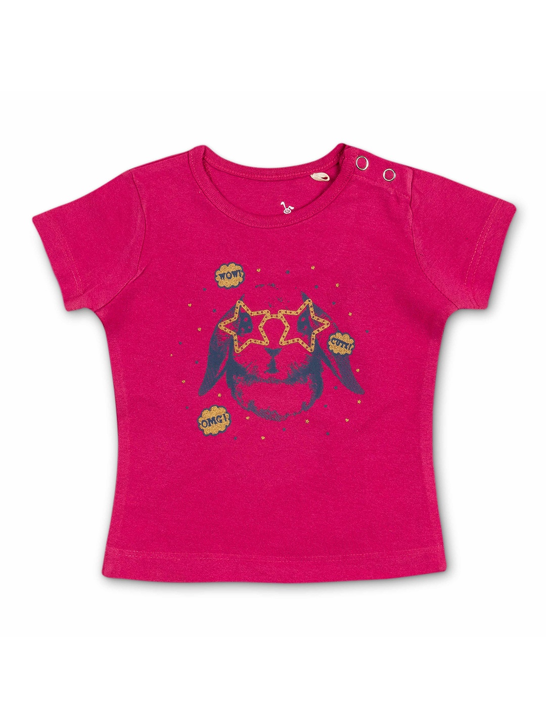 

Cuby Clubz Girls Printed Cotton T-shirt, Pink