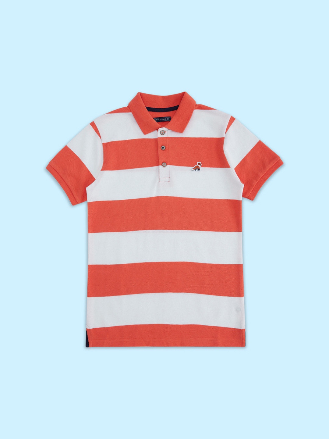 

Pantaloons Junior Boys Striped Cotton Polo Collar T-shirt, Orange