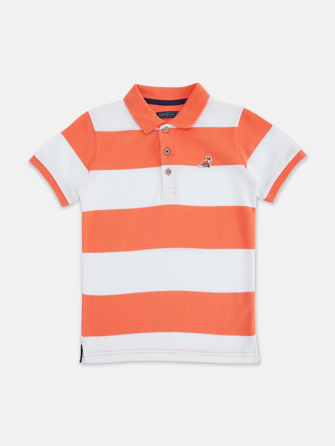 

Pantaloons Junior Boys Striped Polo Collar Cotton T-shirt, Orange