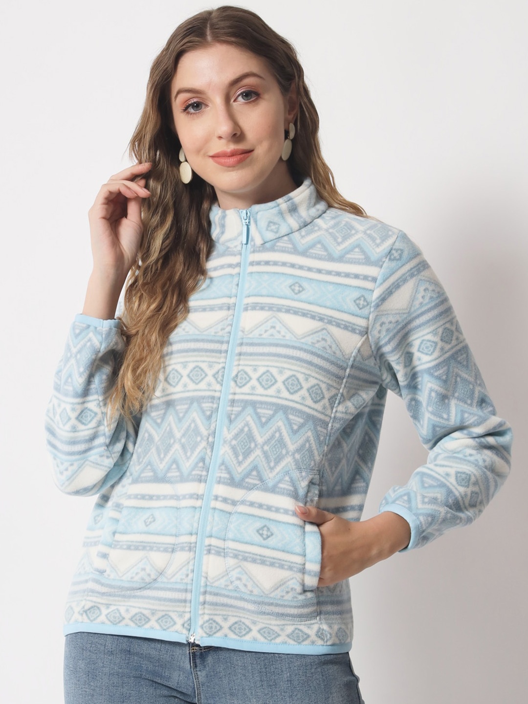 

DAiSY Women Fleece Printed Sweatshirt, Blue