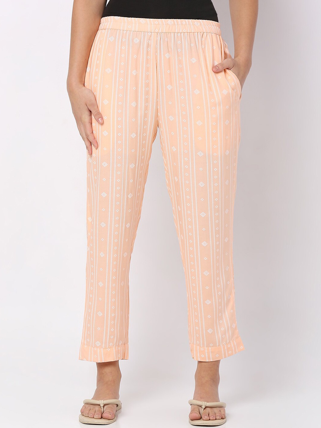 

Smarty Pants Women Printed Cotton Lounge Pants, Peach