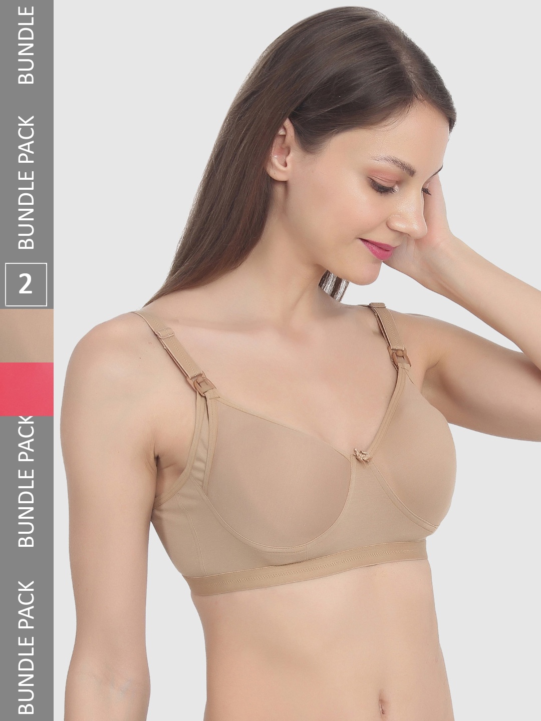 

Mylo Pack of 2 Cotton Maternity Non Padded & Non Wired Nursing Bra, Beige
