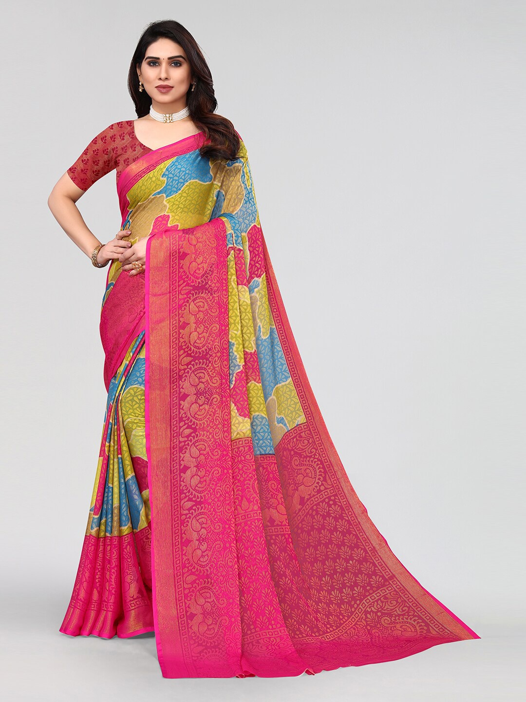 

KALINI Ethnic Motifs Printed Saree, Pink