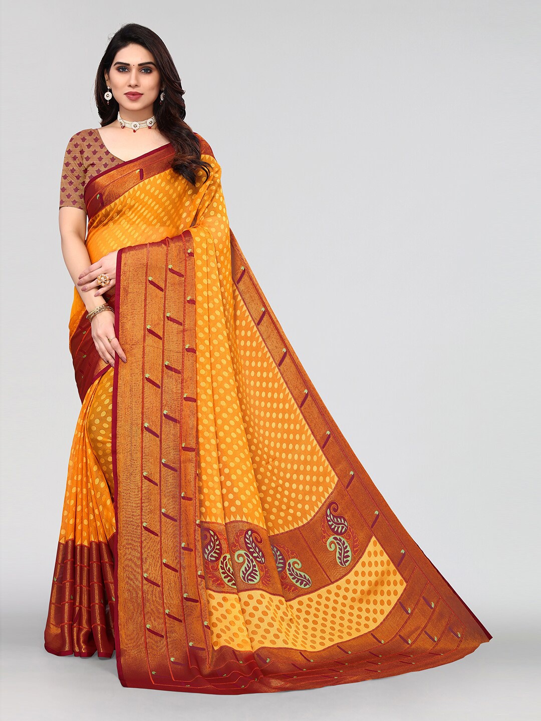 

KALINI Printed Saree, Orange