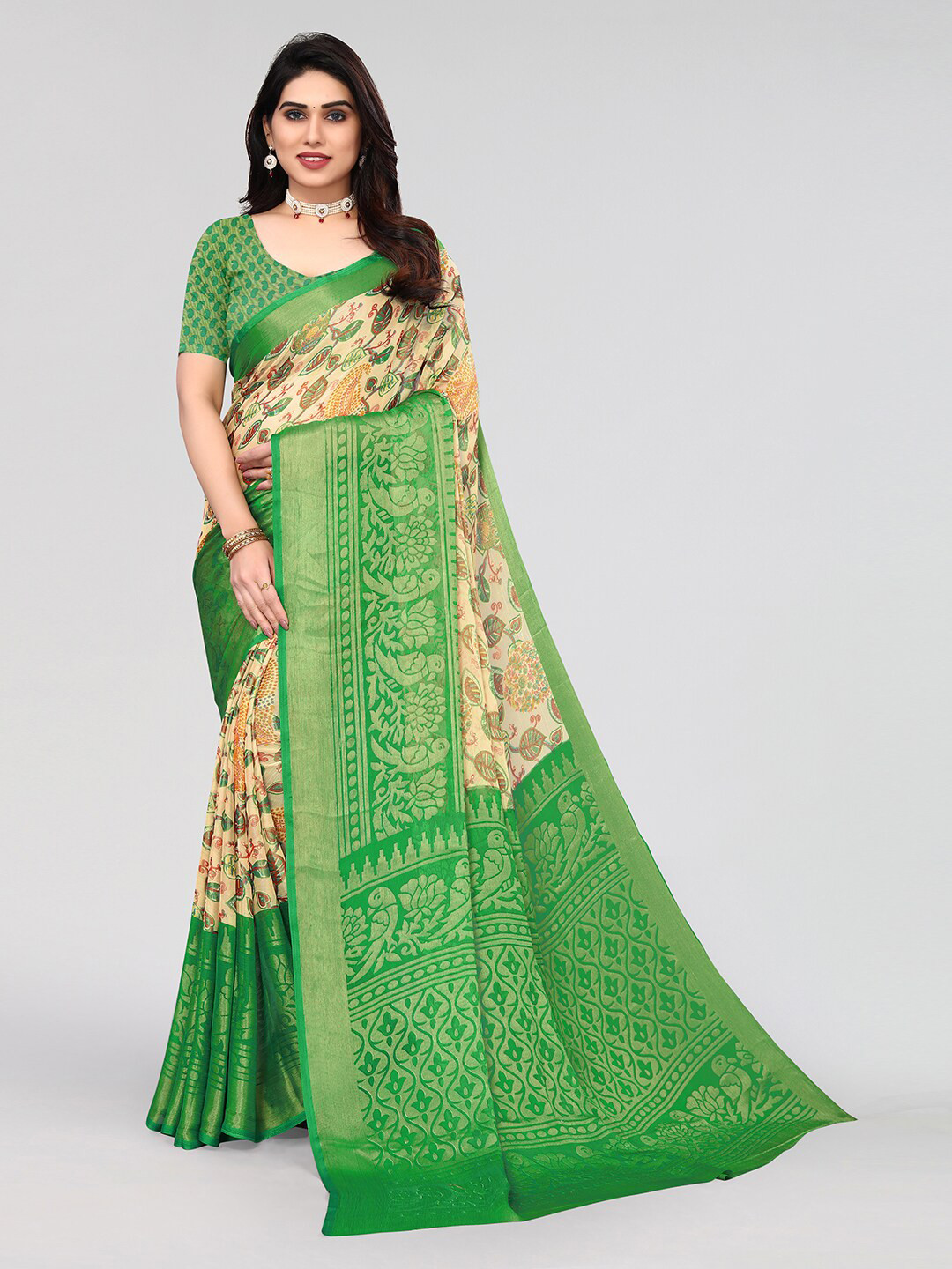 

KALINI Floral Saree, Green