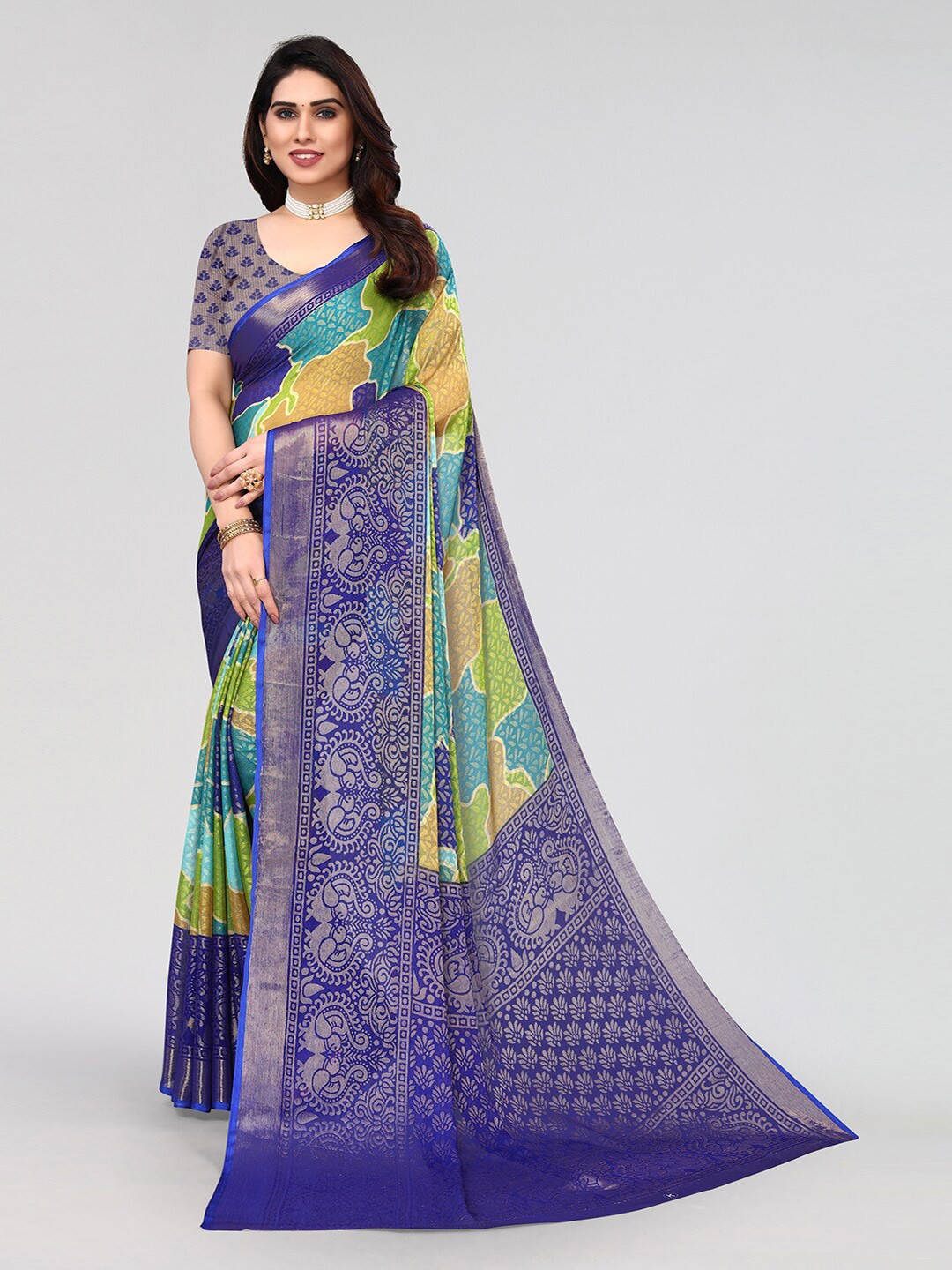 

KALINI Abstract Printed Saree, Blue