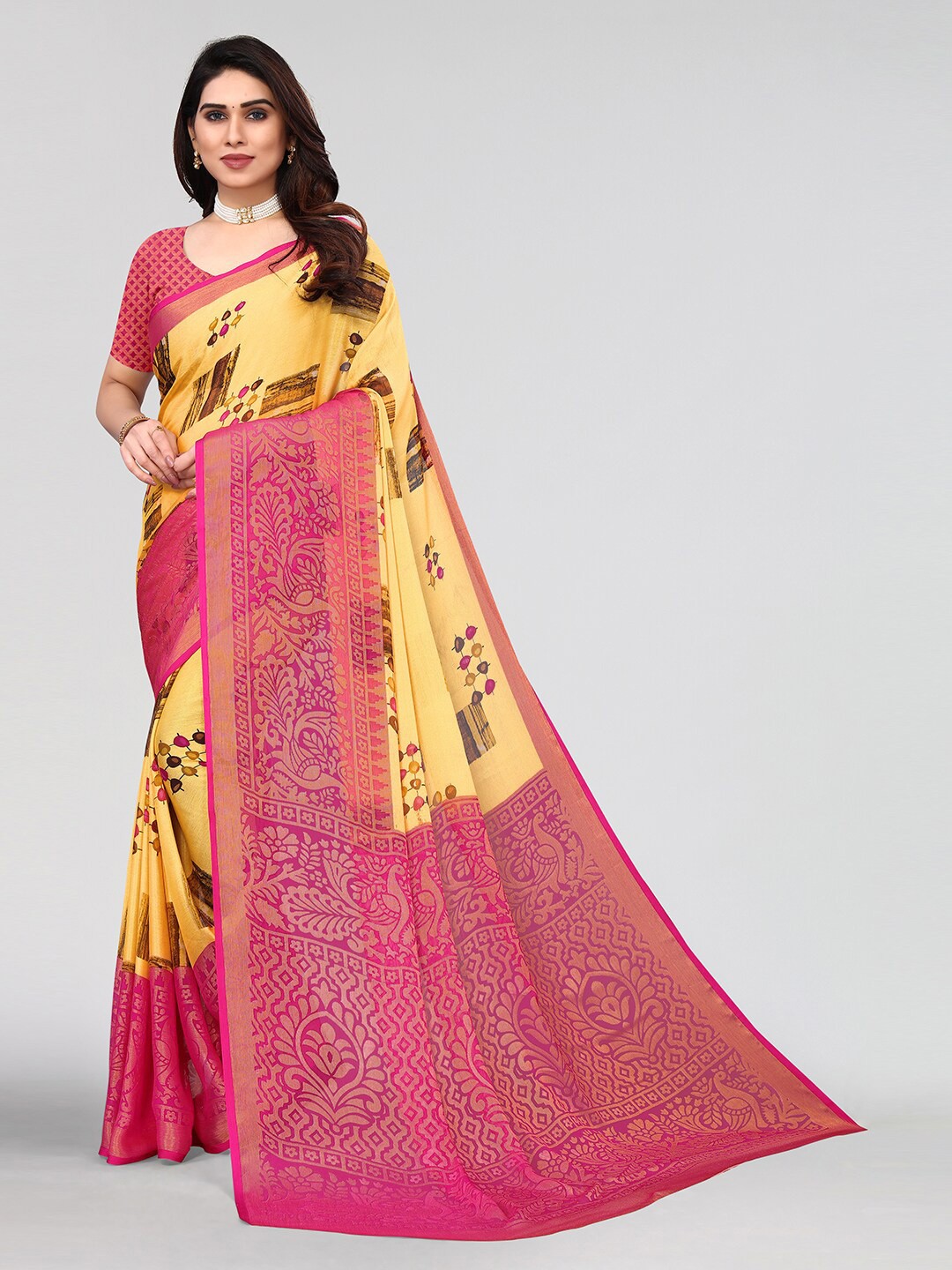 

KALINI Printed Saree, Pink