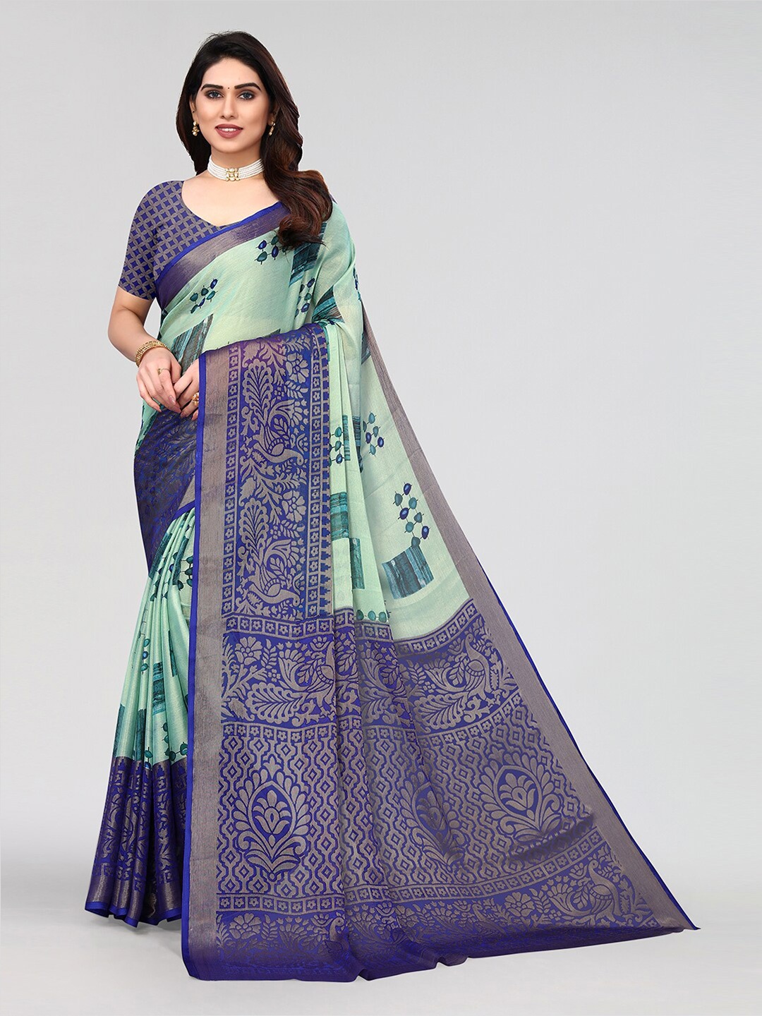 

KALINI Printed Saree, Blue