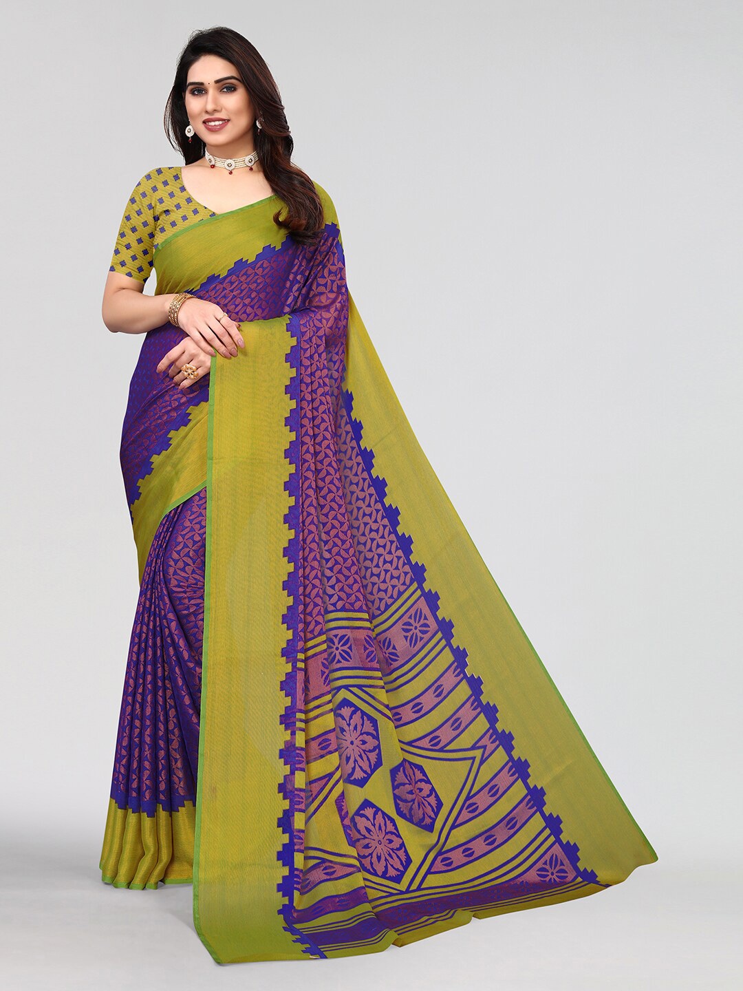 

KALINI Floral Saree, Blue