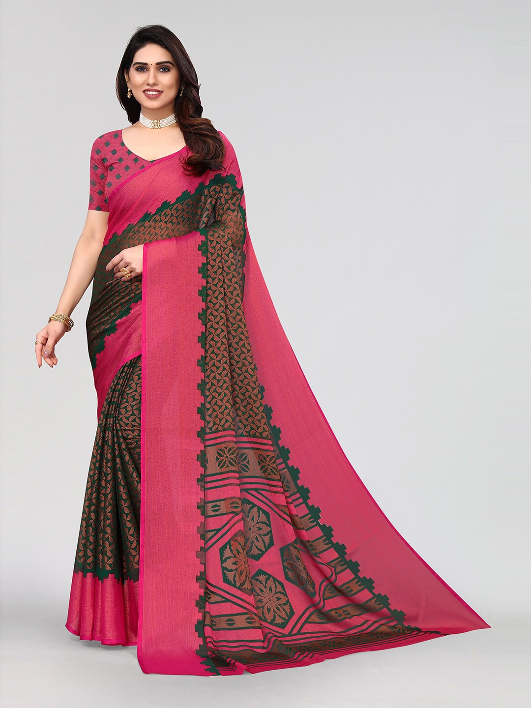 

KALINI Floral Saree, Green