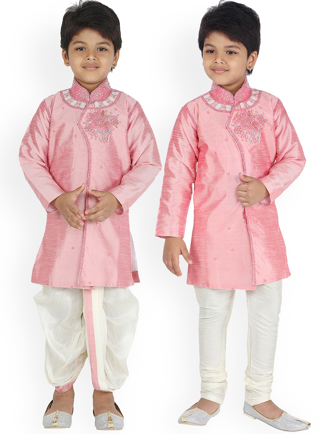 

ahhaaaa Boys Embellished Sherwani Set, Pink
