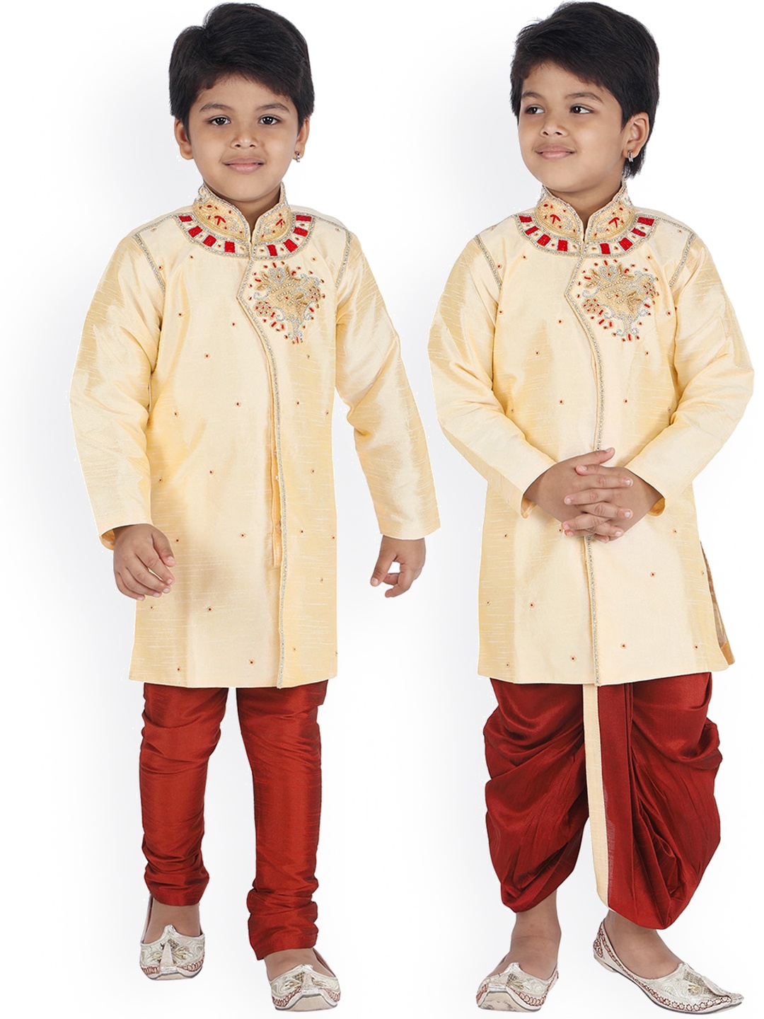 

ahhaaaa Boys Embellished Sherwani Set, Gold