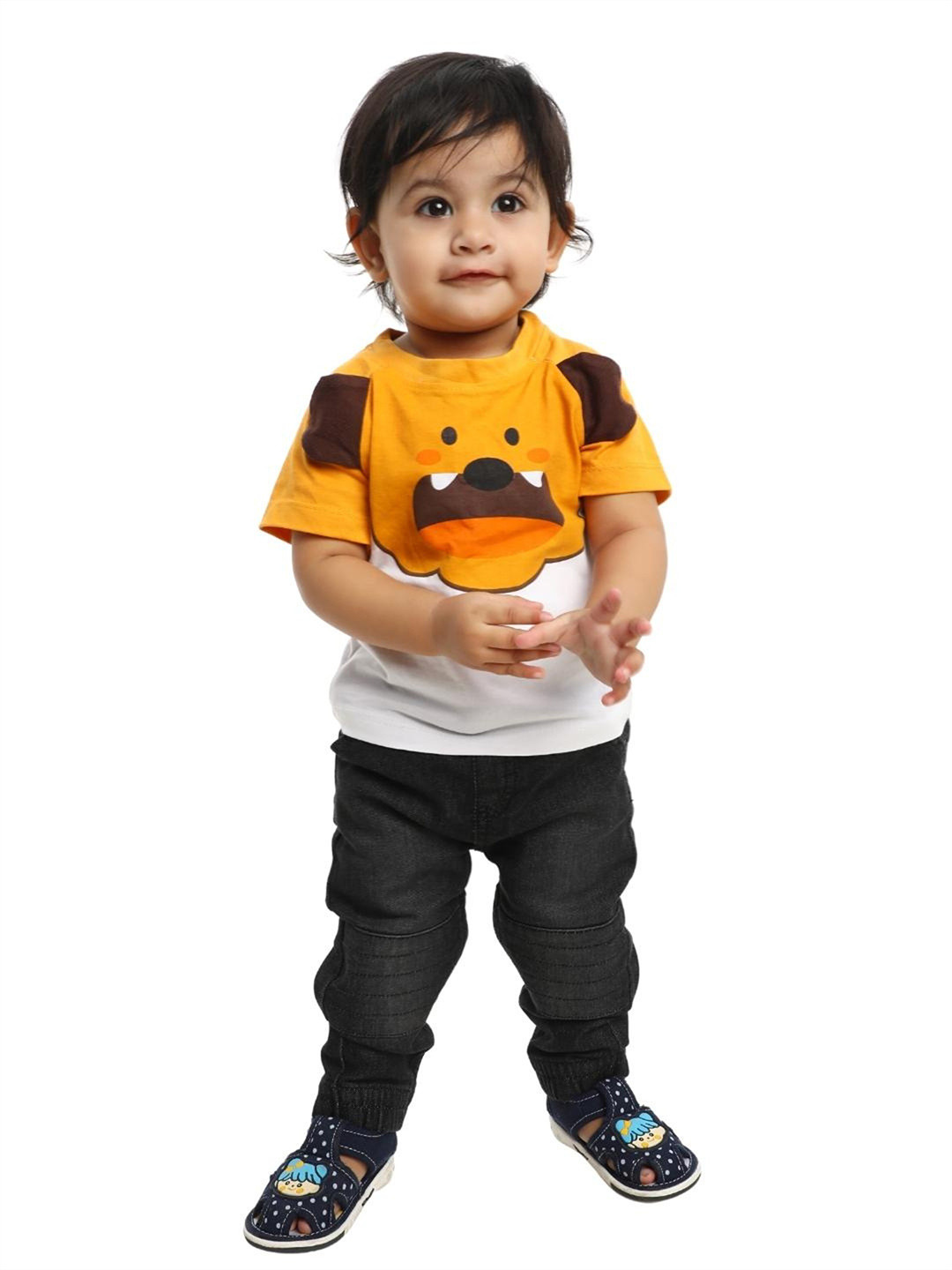 

MA Baby Boys Colourblocked Pure Cotton T-shirt, Yellow