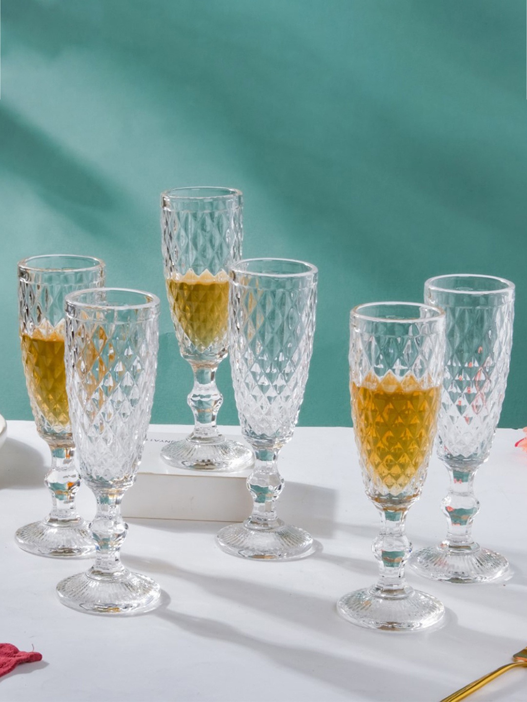 

Nestasia Set Of 6 Transparent Textured Glassware 150 ml Each