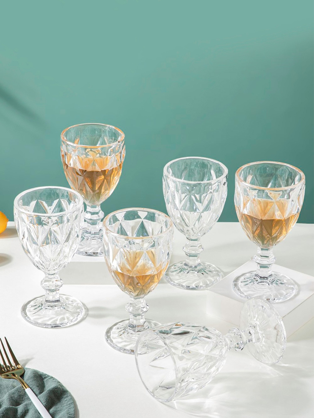 

Nestasia Set Of 6 Transparent Textured Drinkware Glasses 300 ml Each