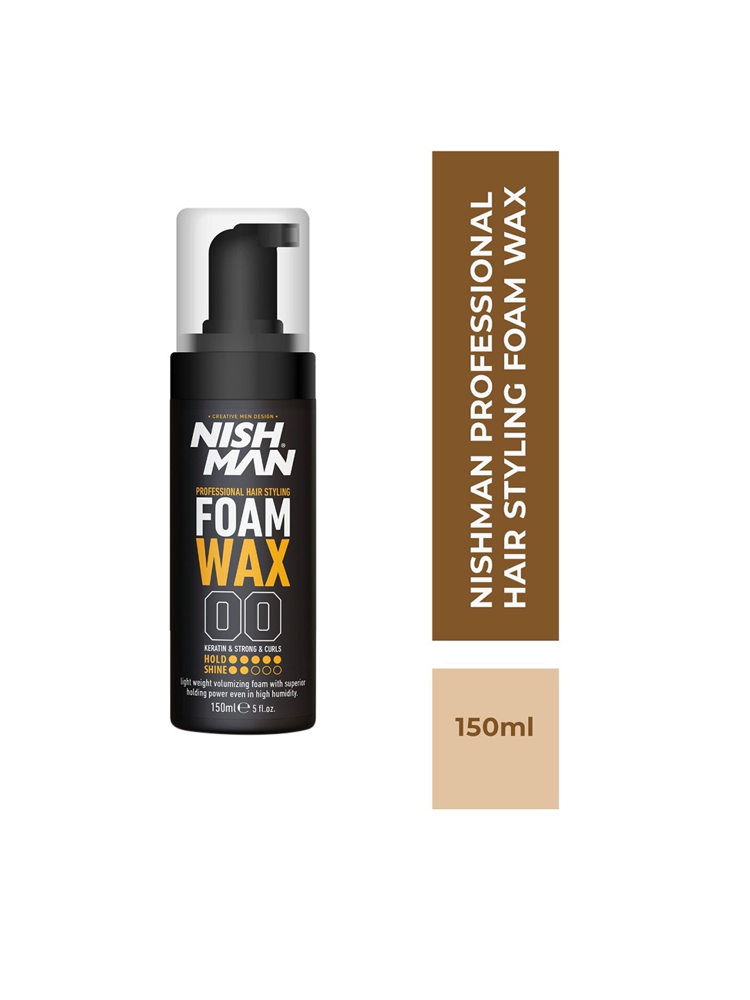 

Nishman Professional Hair Styling Foam Wax with Keratin - 150 ml, Black