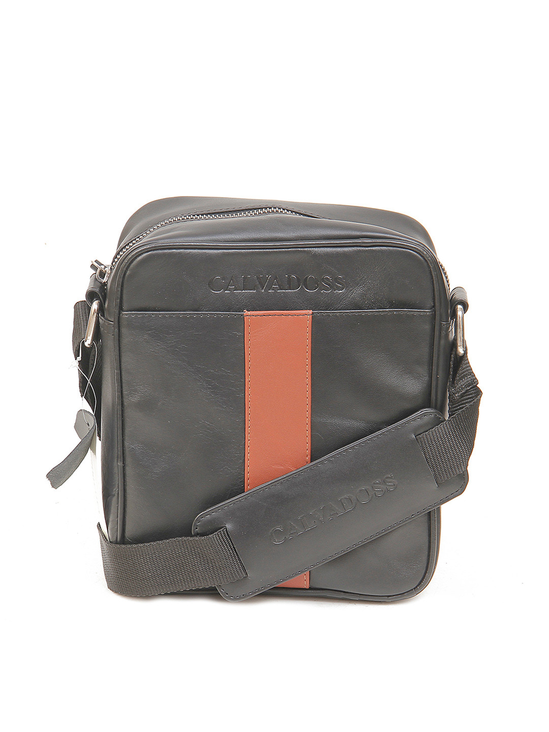 

Calvadoss Leather Structured Sling Bag, Black