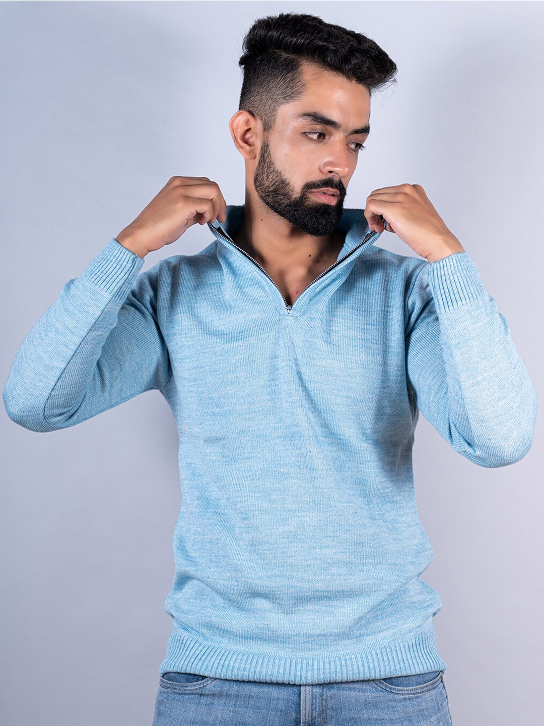 

Tistabene Men Ribbed Wool Pullover Sweater, Blue