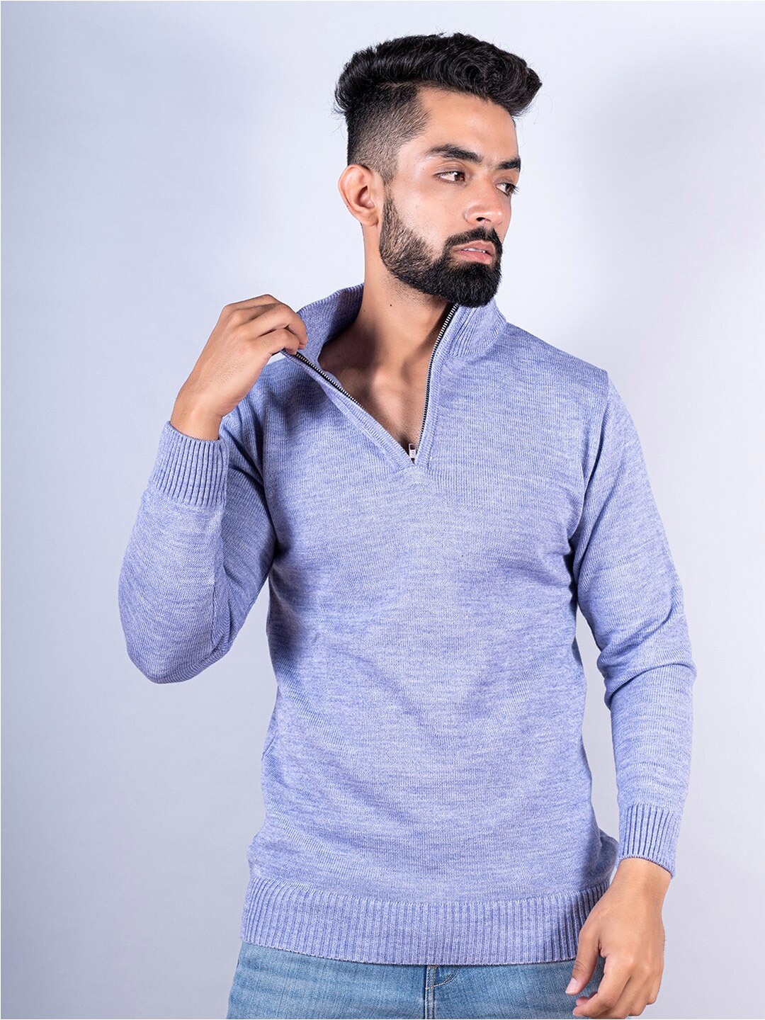 

Tistabene Men Half Zipper Wool Pullover Sweater, Lavender