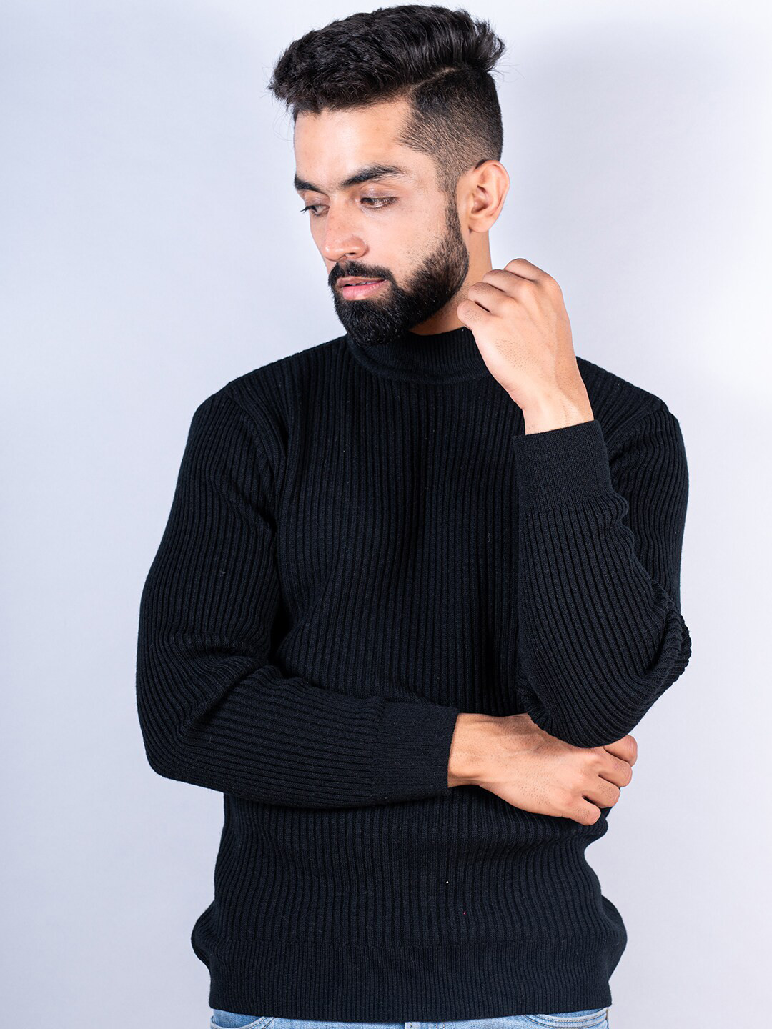 

Tistabene Men Solid Wool Pullover Sweater, Black