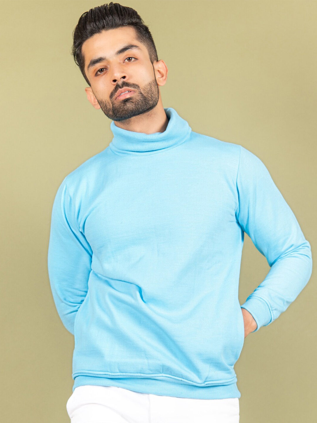 

Tistabene Men Turtle Neck Cotton Pullover, Blue