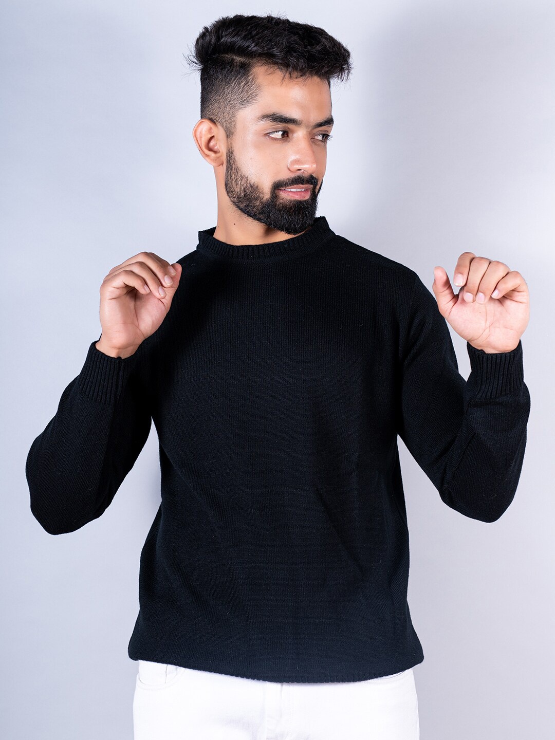 

Tistabene Men Mock Collar Wool Pullover Sweaters, Black