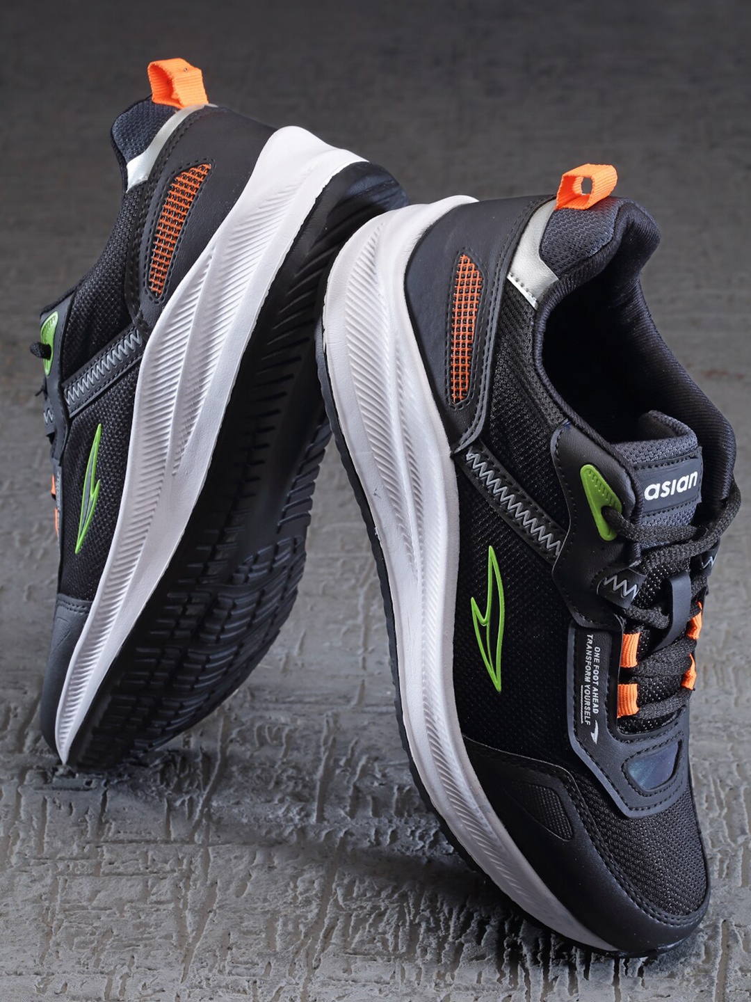 

ASIAN Men Mesh Running Non-Marking Shoes, Black