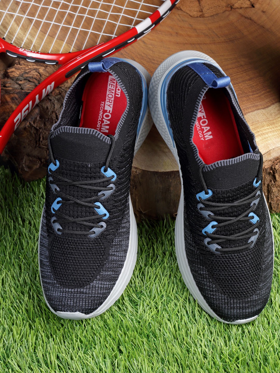 

ASIAN Men Mesh Running Non-Marking Shoes, Black