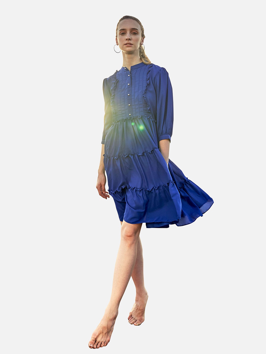 

NEOFAA Tiered Fit And Flare Dress, Blue