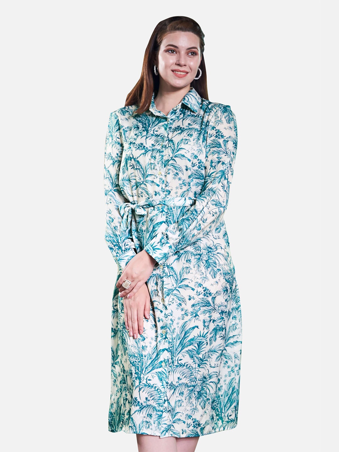 

NEOFAA Printed Shirt Dress, Blue