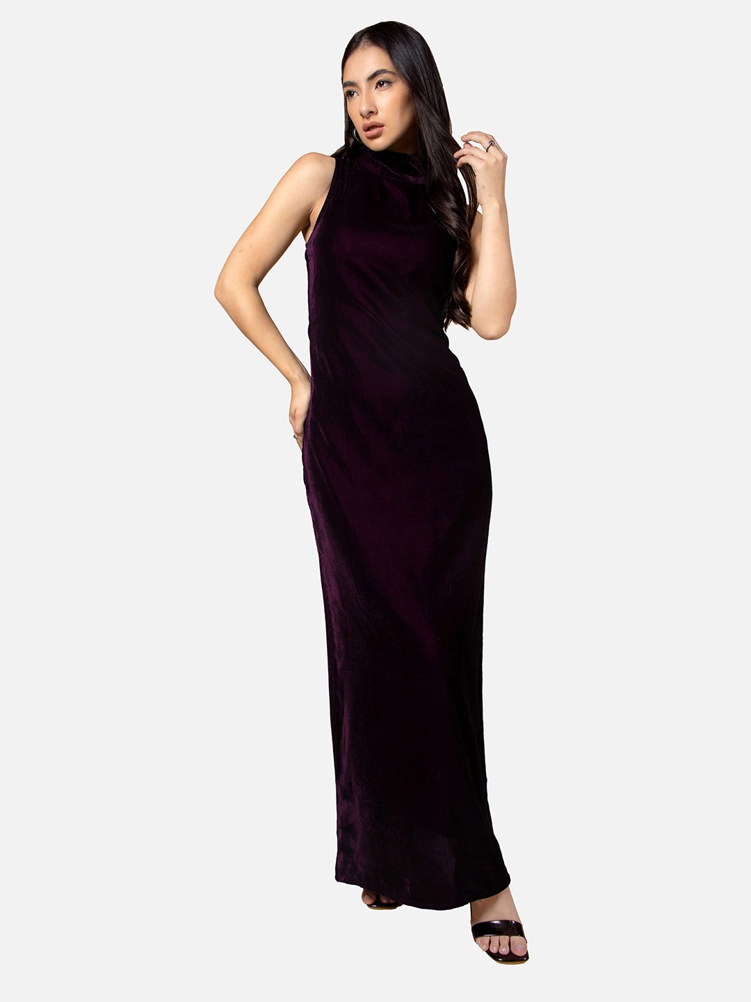 

NEOFAA Halter Neck Maxi Dress, Maroon