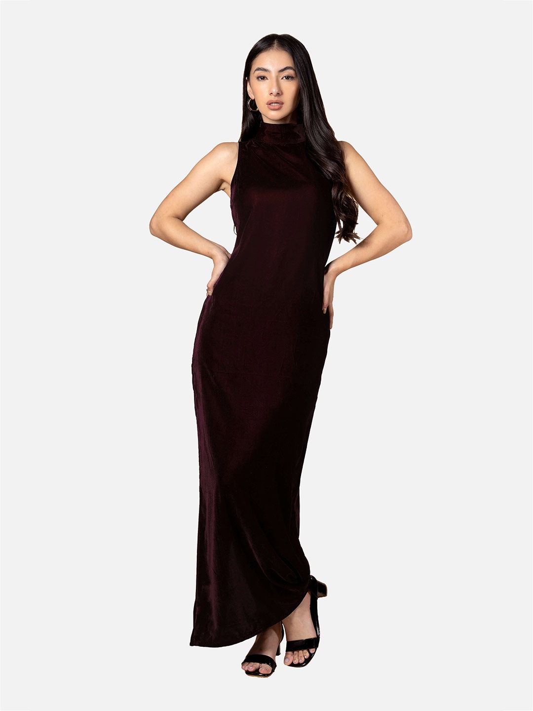 

NEOFAA High Neck Maxi Dress, Maroon