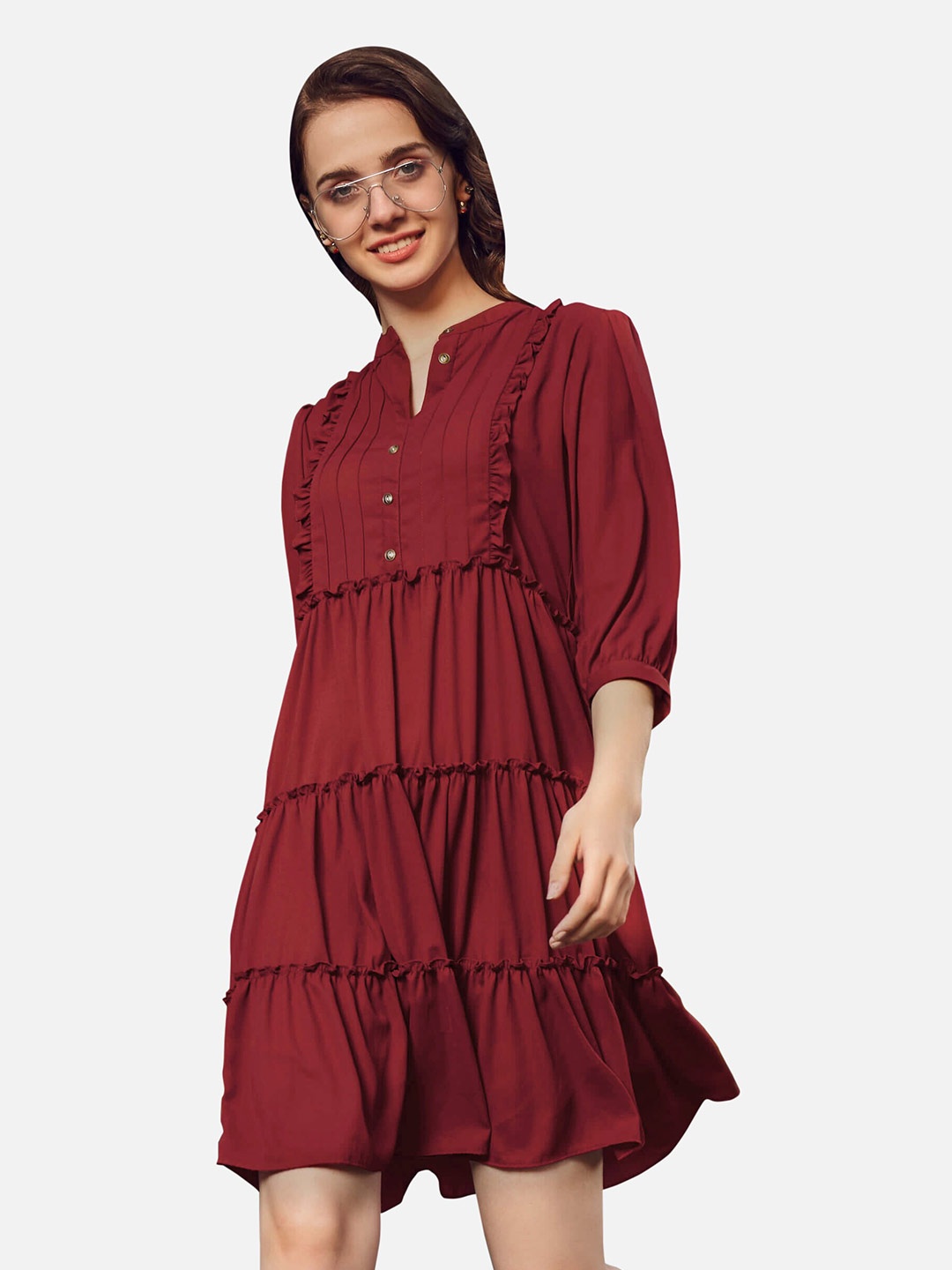 

NEOFAA Puff Sleeves Dress, Rose