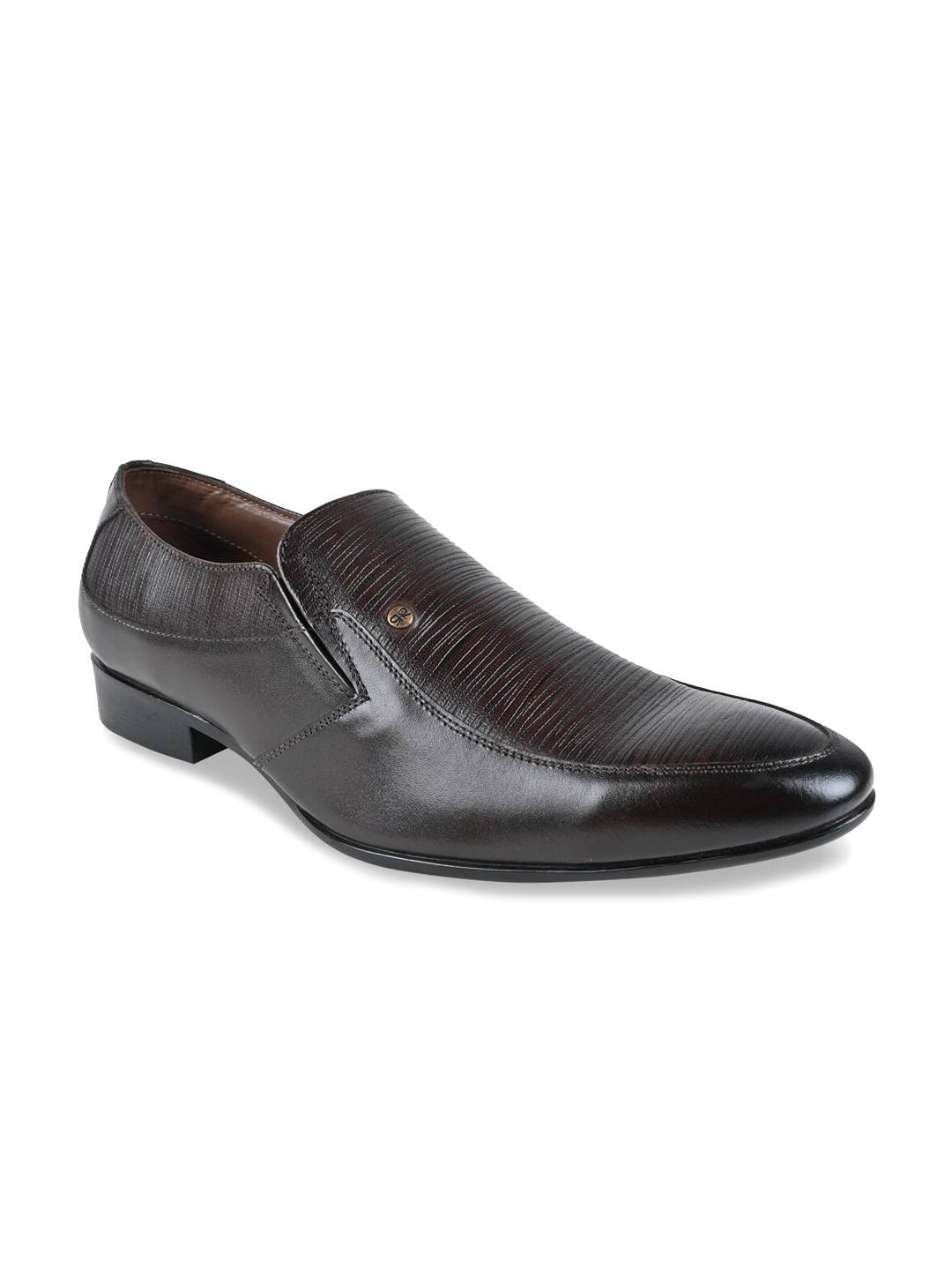 

Regal Men Men Textured Leather Formal Slip-Ons, Brown