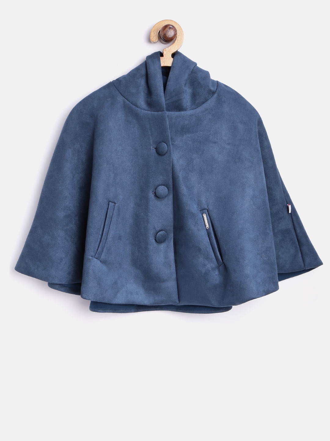 

Peppermint Girls Teal Blue Solid Cape Jacket