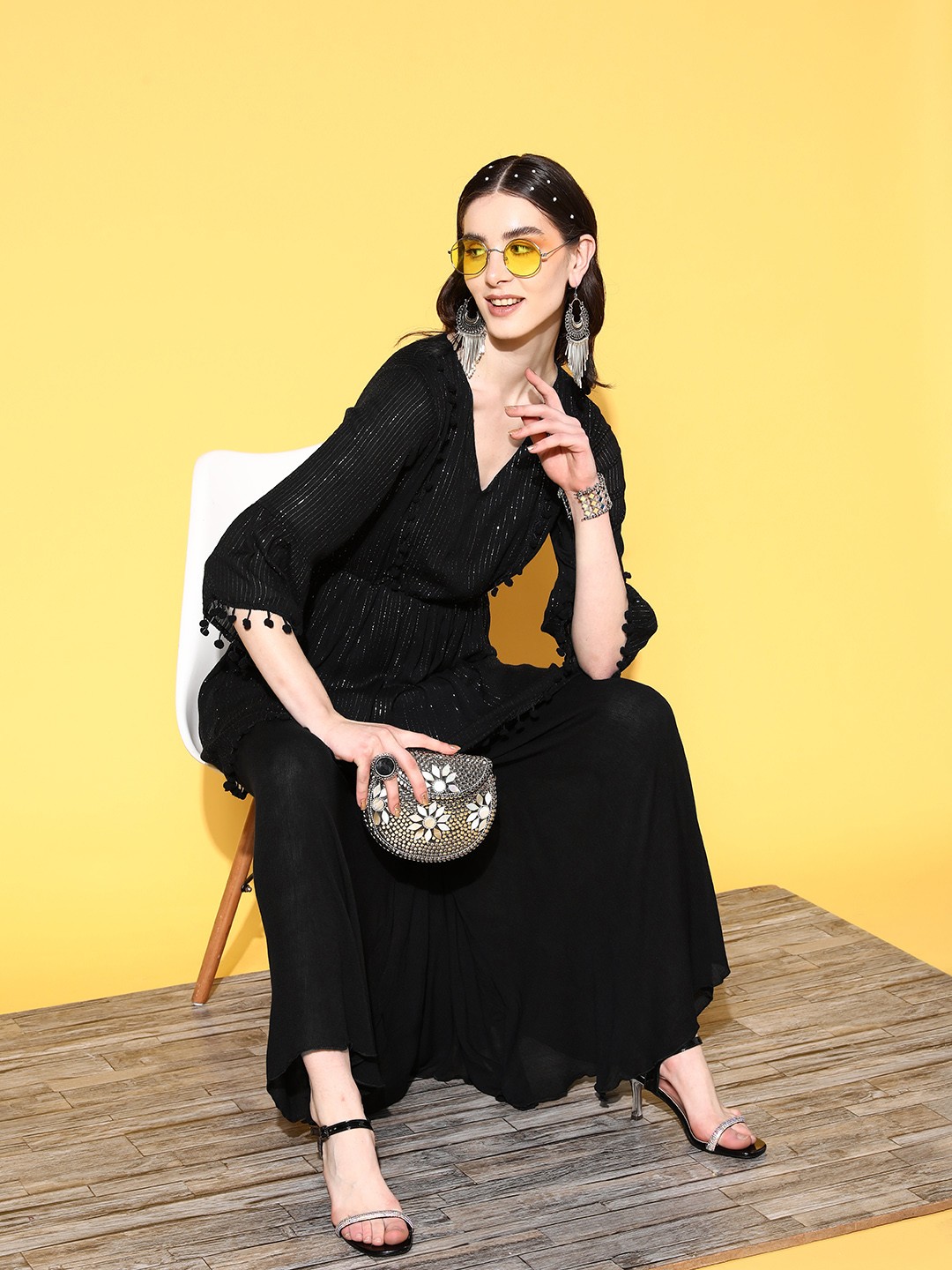 

InWeave Women Black Tunic & Palazzos Set