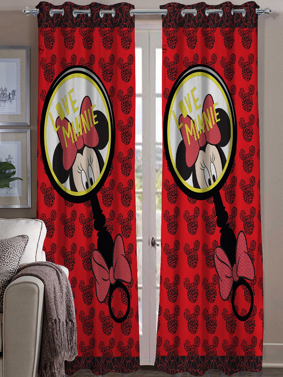 

Athom Trendz Multicoloured Mickey Mouse Printed Door Curtain, Multi