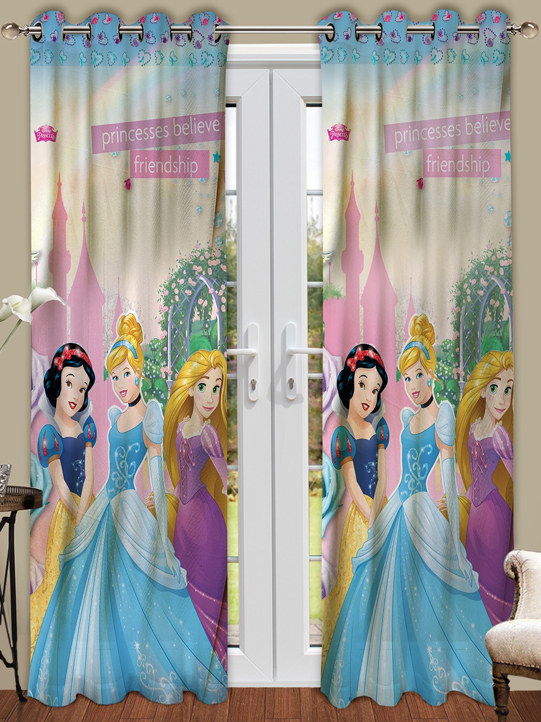 

Athom Trendz Kids Set of 2 Multicoloured Printed Long Door Curtains, Multi