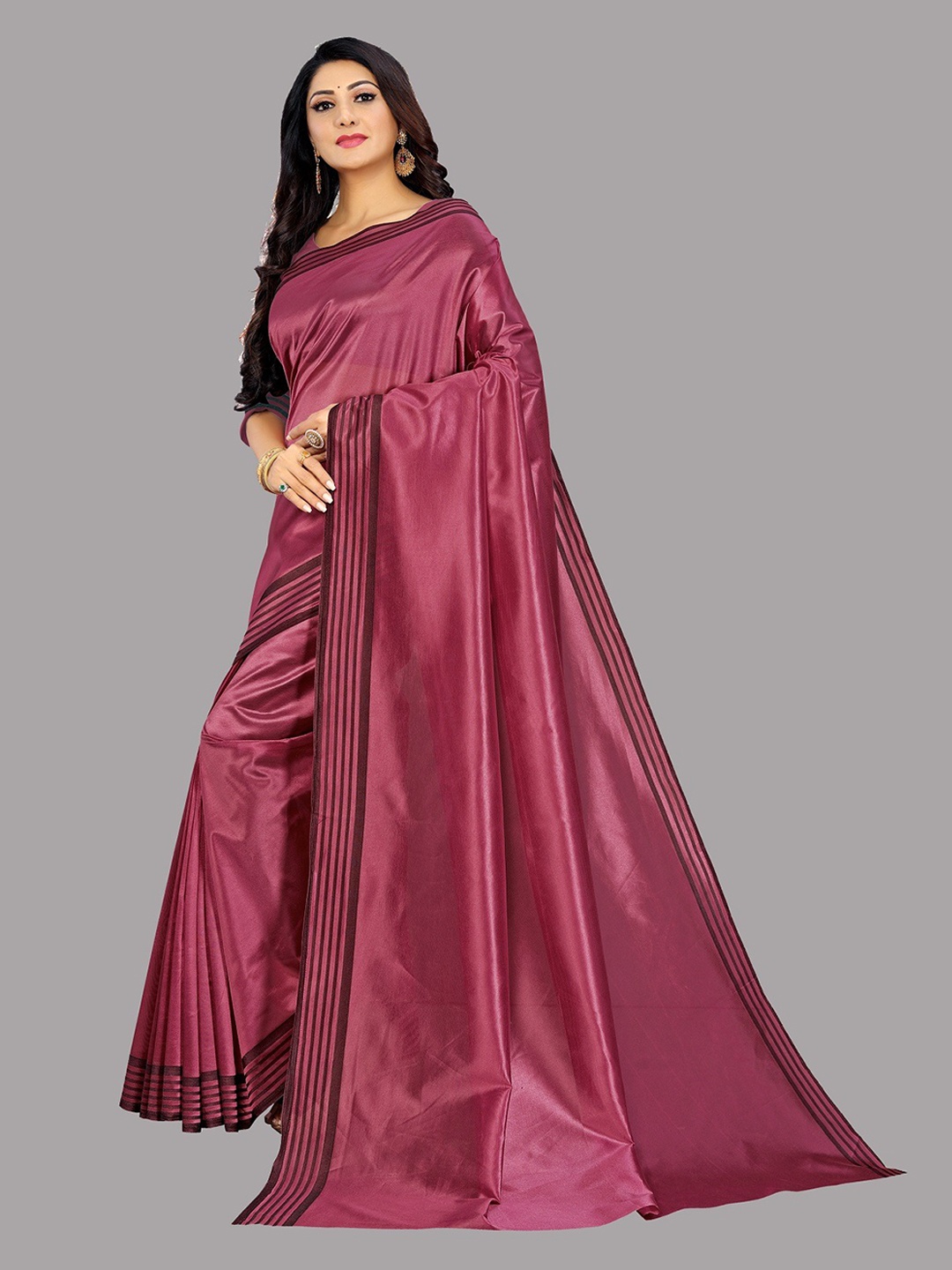 

YOYO Fashion Striped Border Saree, Purple