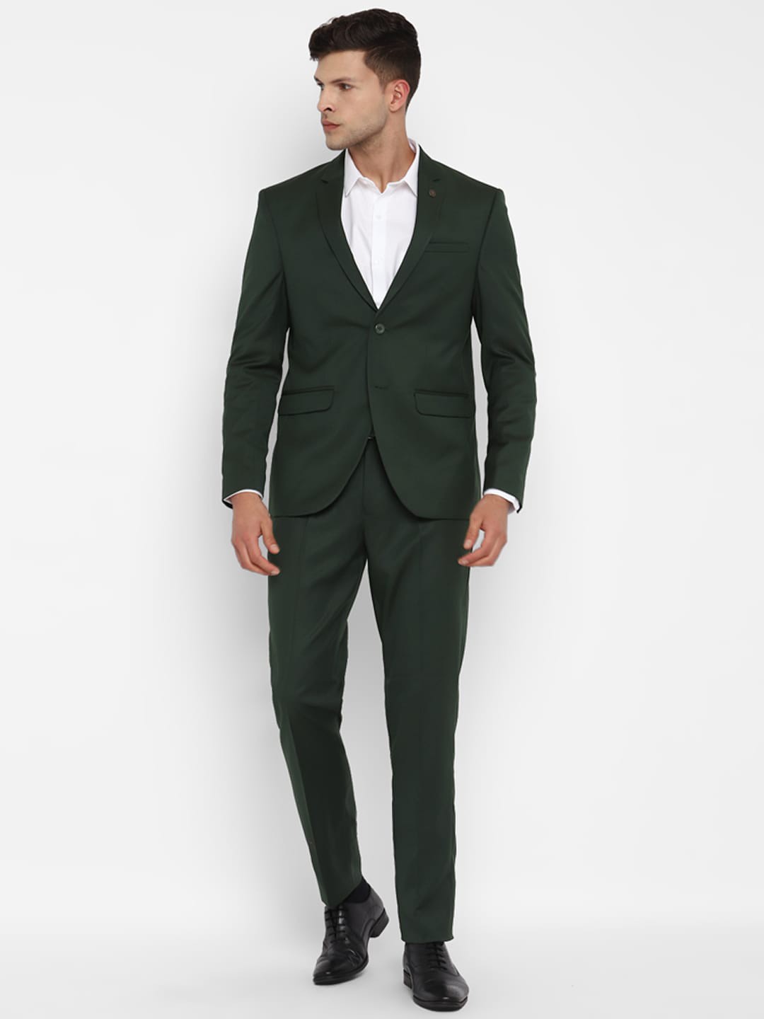 

Turtle Men Pure Cotton Tailored-Fit Single-Breasted 2 Pcs Suit, Green
