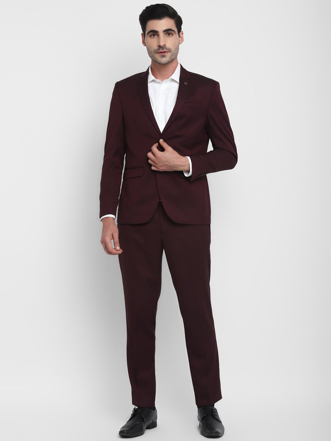

Turtle Men Single-Breasted Pure Cotton Tailored-Fit 2 Pcs Suit, Maroon