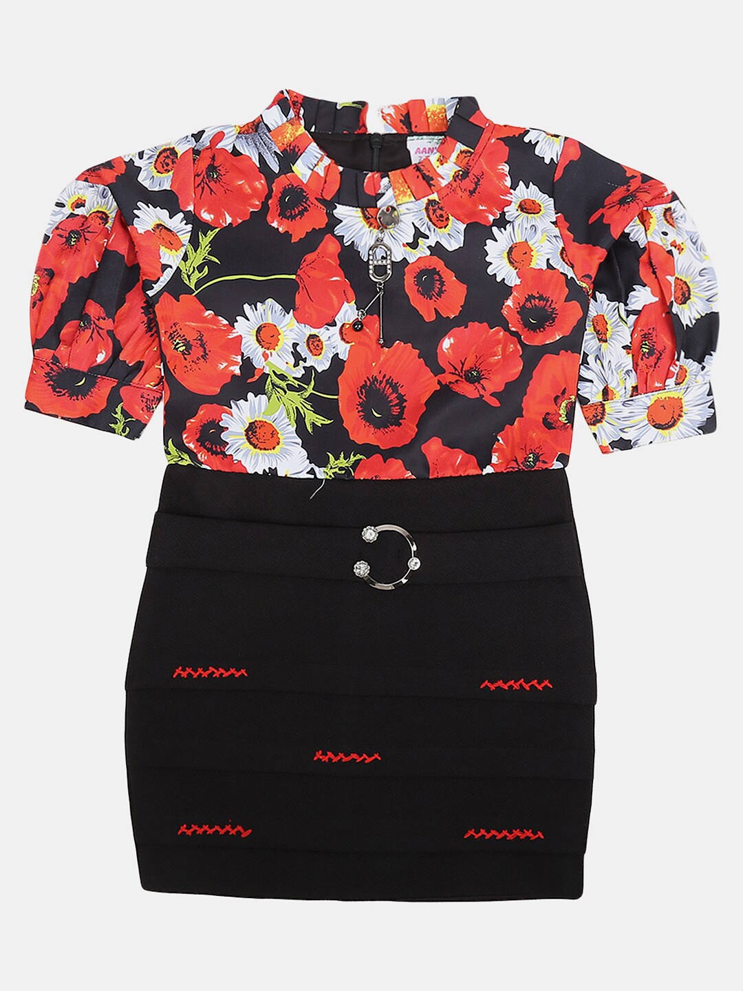 

V-Mart Floral Sheath Dress, Black