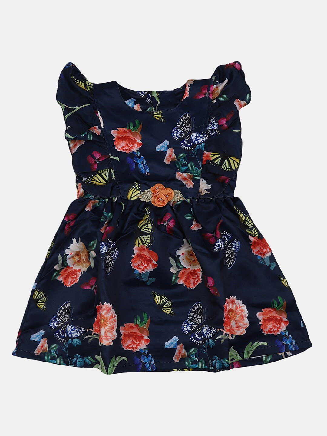 

V-Mart Girls Floral Dress, Navy blue