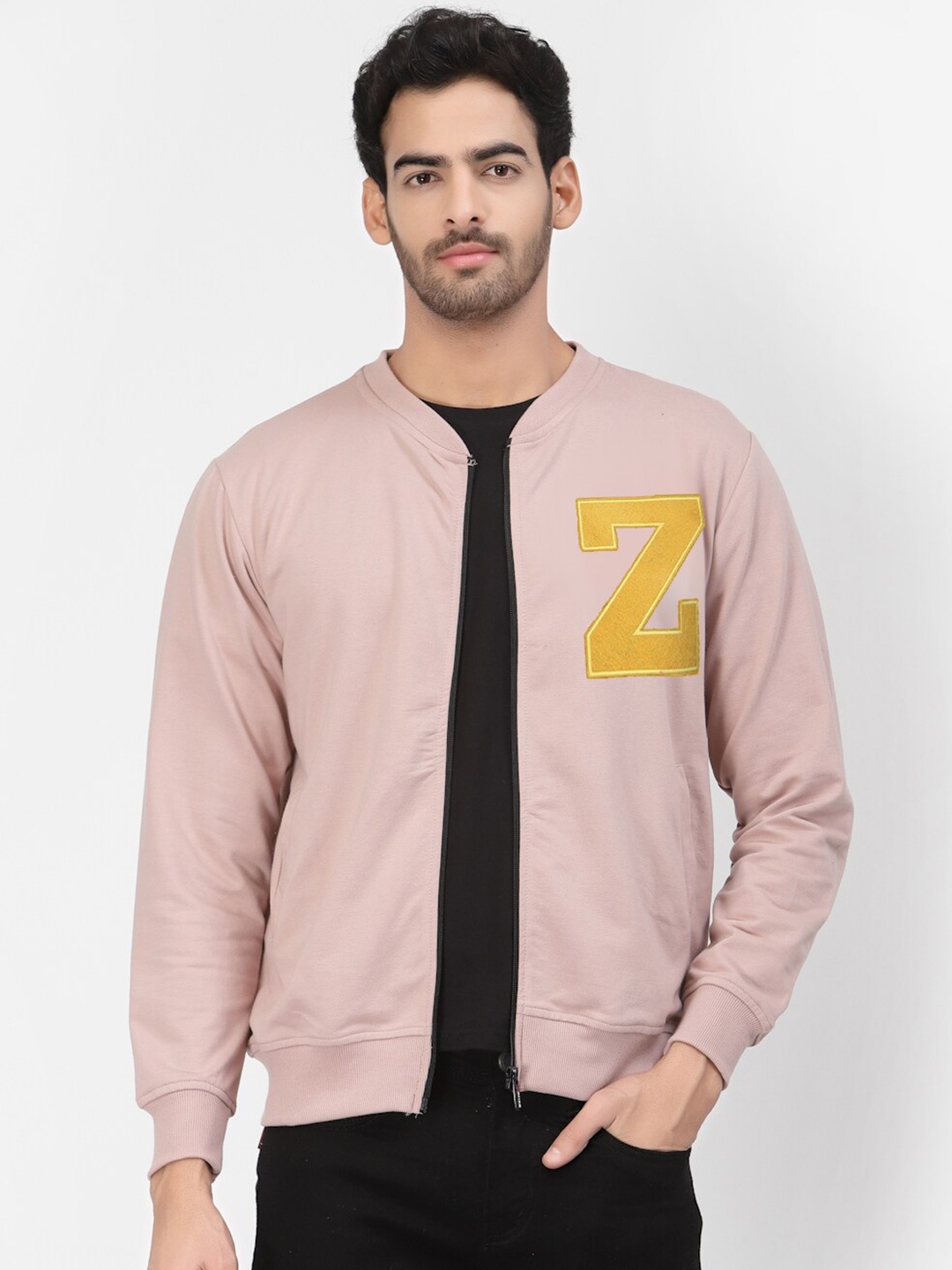 

PAUSE SPORT Men Mandarin Collar Cotton Sweatshirt, Beige