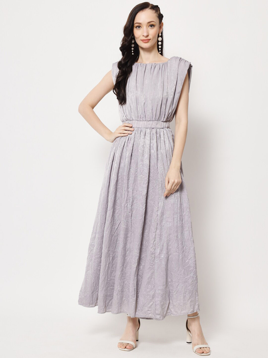 

HERE&NOW Velvet A-Line Maxi Dress, Grey