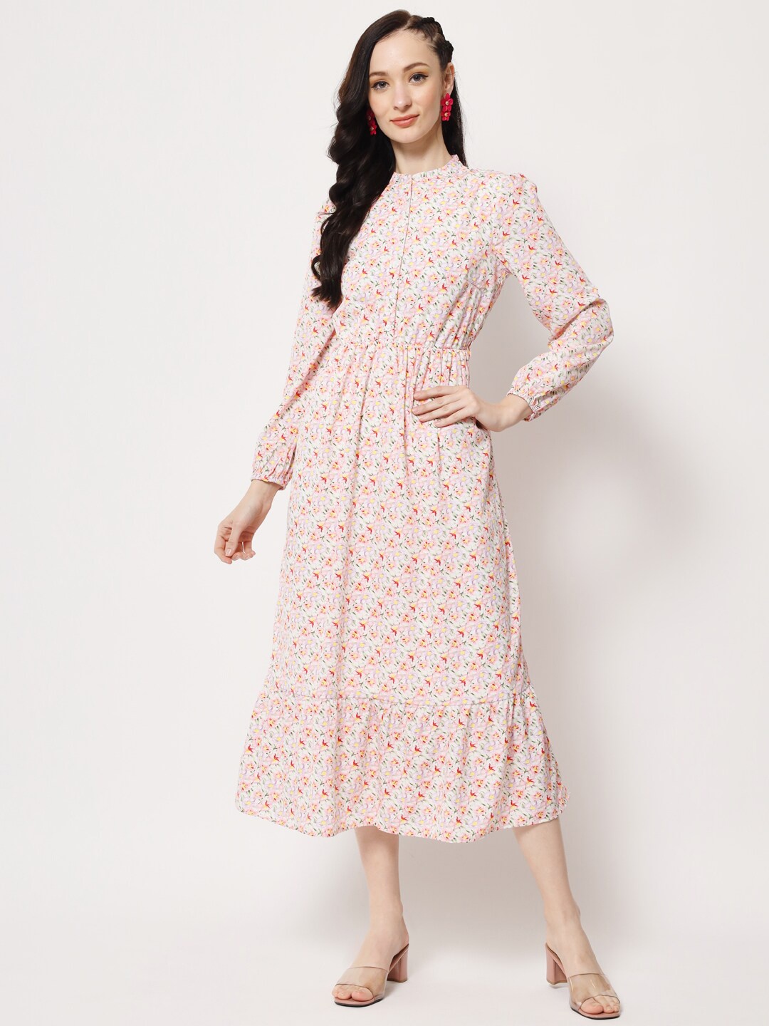 

HERE&NOW Floral Chiffon Midi Dress, White