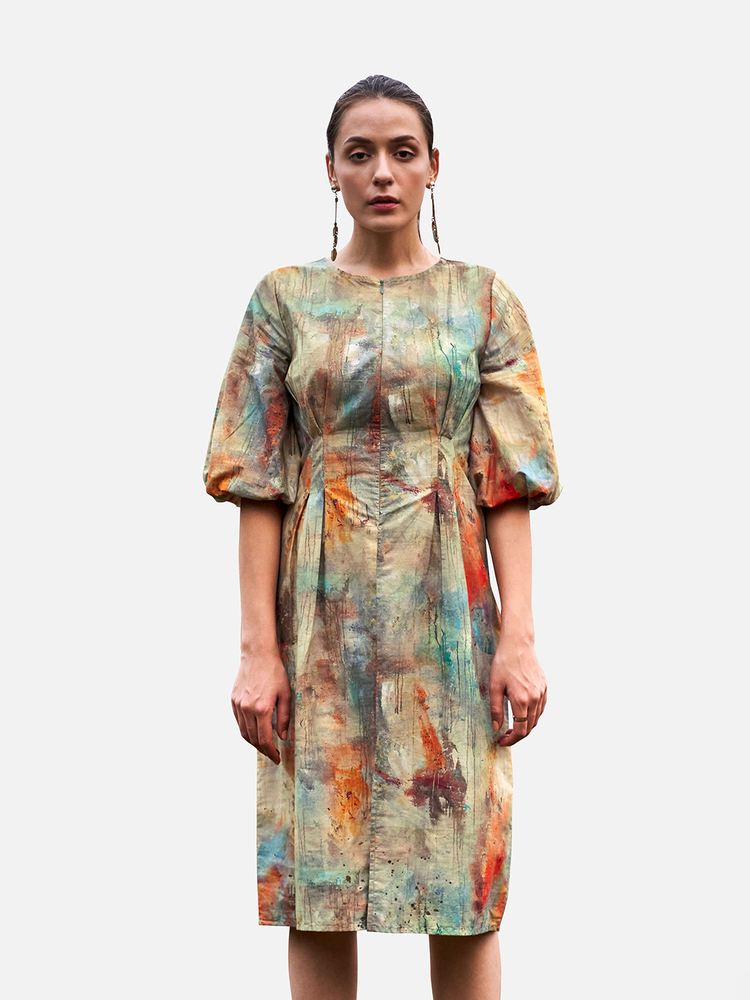 

NEOFAA Abstract Print Fit & Flare Dress, Multi