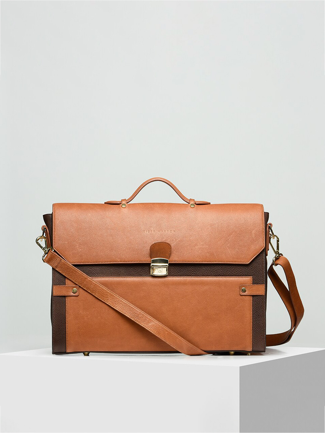 

TIGER MARRON Leather Laptop Bag, Tan