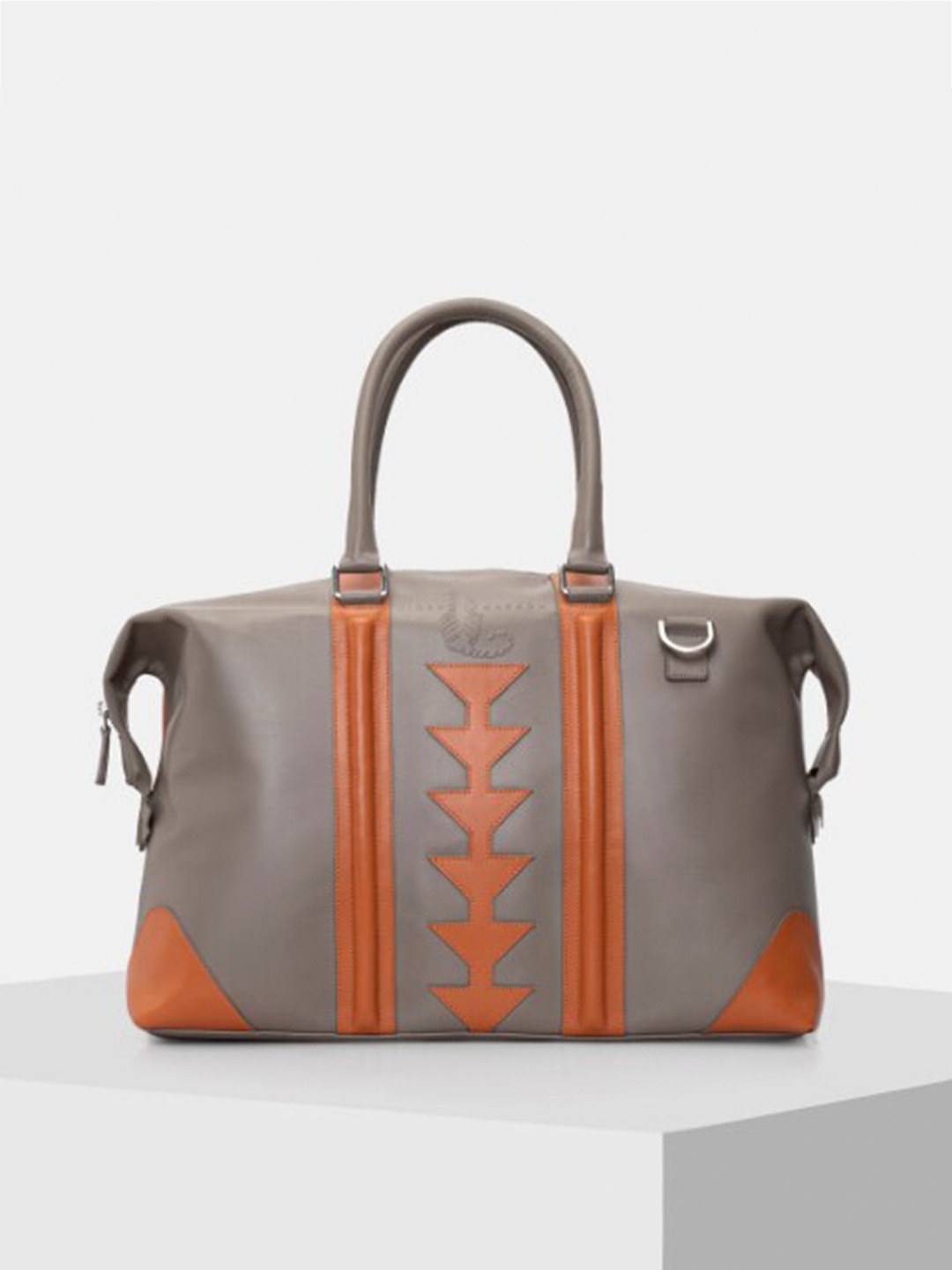 

TIGER MARRON Colourblocked Leather Laptop Bag, Grey