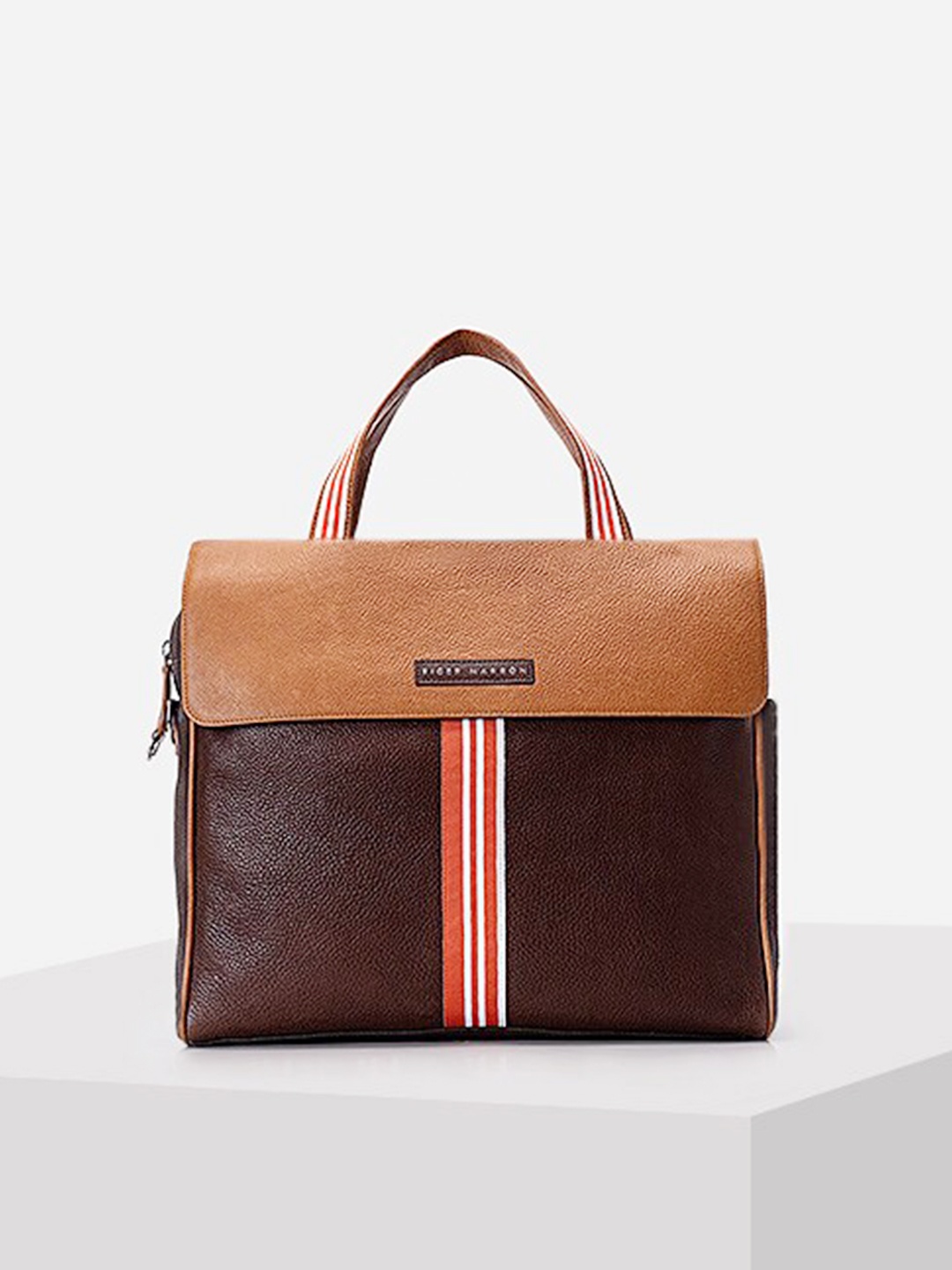 

TIGER MARRON Leather Laptop Bag, Tan